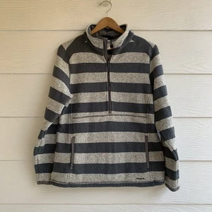Patagonia Fleecepullover Pullover Damen XL grau gestreift 1/4 Reißverschlusstaschen - Bild 1 von 9