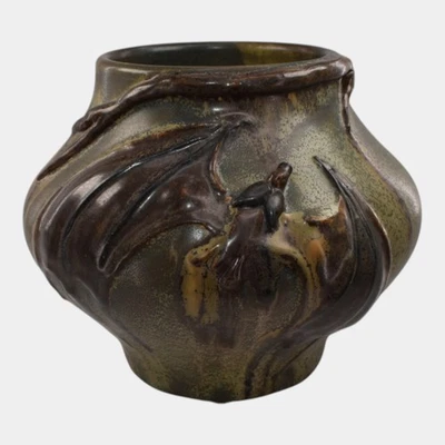 Ephraim Faience 2009 Hand Made Pottery Night Flight Bat Ceramic Vase - Image 1 of 4