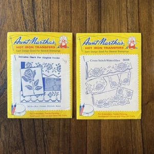 Aunt Martha's Transfers 3619 New Cross Stitch Rose and 3608 Waterlilies Lot of 2 - Picture 1 of 2