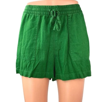Mini Pantalones Cortos Para Mujer J.Crew Verde Lino Cordón Tiro Medio Básicos Informales Talla S Foto 1 de 4