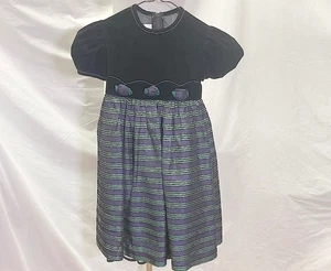 Bonnie Jean Girls Purple Velvet & Stripes Holiday Party Dress 6X - Picture 1 of 5