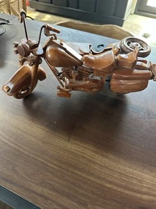Harley Davidson Motorcycle 13” Wooden Desk Top Shelf Handcrafted Model - Picture 1 of 8