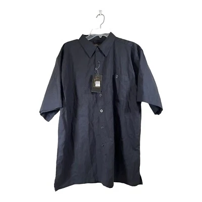 KANI Gold Men's Short Sleeve Shirt Large Linen Blend Button Up Solid Black NWT - Image 1 of 4