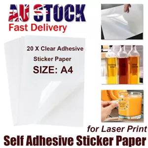 20x A4 Clear Transparent Glossy Self Adhesive Sticker Paper Label Laser Print AU - Picture 1 of 10