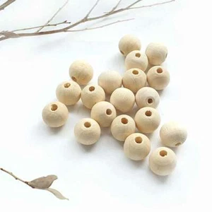 14mm Wood Beads 50 Wooden Balls Natural Round Jewellery Findings - Foto 1 di 3