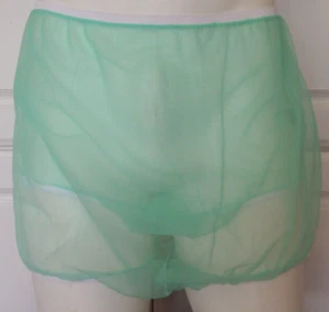 GREEN SHEER Nylon BUBBLE Bloomer PANTY **  32-40 Waistband - Picture 1 of 4