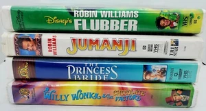 Vintage LOT of 4 Clam Shell Classics (VHS) Princess Bride Willy Wonka Jumanji - Picture 1 of 15