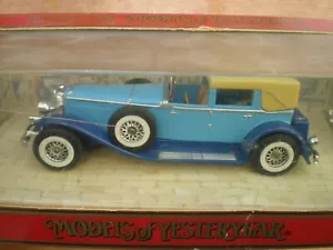 MATCHBOX MODELS OF YESTERYEAR 1990 YY4 1930 BLUE DUESENBERG MDL J Boxed - Picture 1 of 1