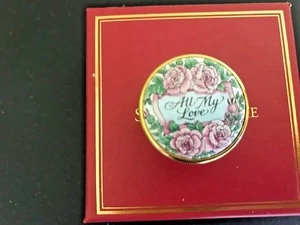 STAFFORDSHIRE ENAMELS BOX - ALL MY LOVE - Picture 1 of 4