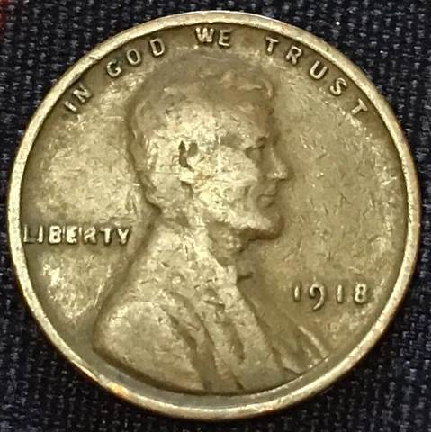 1918 P Lincoln Wheat Penny Error Die Chips In Liberty Cover