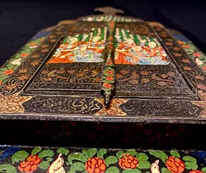 Antique 19th C. Magnificently Lacquer Painted Islamic Persian QAJAR Large Mirror - Picture 1 of 20
