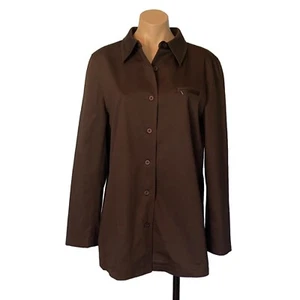 Harve' Benard by Holtzman Women's Size 10 Brown Cotton Relaxed Fit Box Jacket - Picture 1 of 12