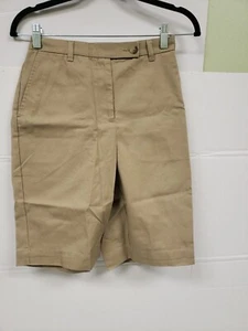 Lands End Womens Beige Bermuda Shorts Elastic Waist,Pockets, High Rise Sz 4 NWT  - Picture 1 of 11