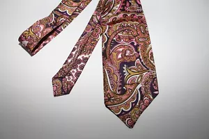Vintage Como Tie England Psychedelic Paisley Late 60s Wide 4.25 Purple Brown - Picture 1 of 3