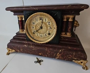 Gilbert Blackbird Marbleized Mantle Clock - Picture 1 of 8