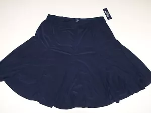 Chaps Women's A-Line Skirt Size 2X NWT Navy Blue Knee Length Unlined - Picture 1 of 5