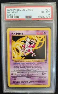 2000 Pokemon Base 2 # 27 Mr. Mime Non Holo PSA 6  - Image 1 of 2