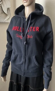 HOLLISTER Women’s Y2K LOGO HOODIE Sweatshirt Vintage Full Zip Long Sleeve sz M L - Picture 1 of 5
