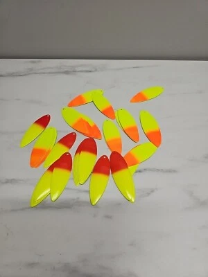 20 Pack Willow Leaf Spinner Blades - NEON 2 Tone. 8.5cm X 3cm - Image 1 of 4
