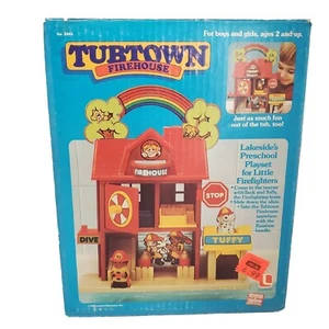 Tubtown Firehouse Harbor Village School Bathtub Playset Lakeside 1984 Box Only - Picture 1 of 24