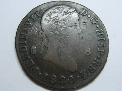 1820 SEGOVIA 8 MARAVEDI FERDINAND VII SPANISH COLONIAL COPPER SPAIN - Image 1 of 2