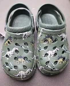 Dinosaurier Größe 12 Camouflage grün Kinder Clogs Pantoletten rutschfest T-Rex - Bild 1 von 4