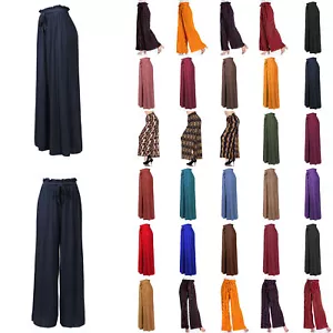 MixMatchy Ribbon Tie Chiffon Loose Pleated Wide Leg Palazzo Pants - Picture 1 of 33