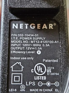 Genuine NETGEAR AC Adapter MT124120100-A1 332-10434-01 12V DC 1.0A Power Adapter - Picture 1 of 1