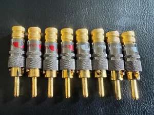 8 Stück Cinch Stecker zum schrauben von Nakamichi, 24ct. vergoldet, NEU - Bild 1 von 2