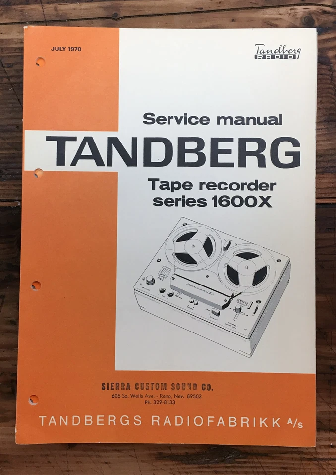 Tandberg Modelo 1600X 1600 X Grabadora Manual de Servicio *Original* Foto 1 de 1