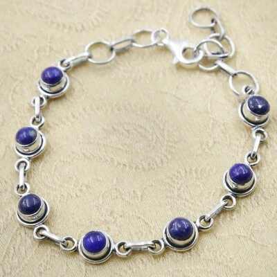Lapislazuli  Armband Silber 925 Echt Sterlingsilber Armkette Blau  17-20cm ts - Bild 1 von 4