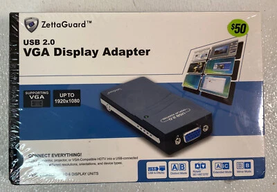 Zetta Guard - Plugable USB 2.0 VGA Multi-Display Adapter Model 10096 Neu Versiegelt - Bild 1 von 3