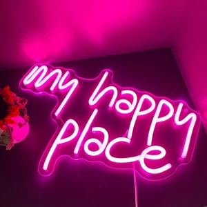 Letrero de neón GGK My Happy Place con luz LED My Happy Place para decoración de paredes... - Imagen 1 de 7