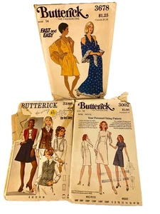 Lote De 3 Chaleco Vestido Chal De Colección Años 70 Misses Butterick Patrón De Costura Talla 14 LEER - Imagen 1 de 7
