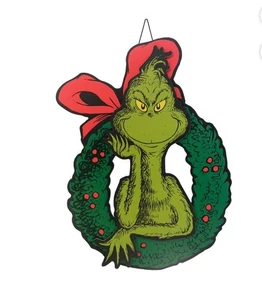 Dr Seuss - Grinch In Wreath Hanging Decoration, 16” Tall - Picture 1 of 4