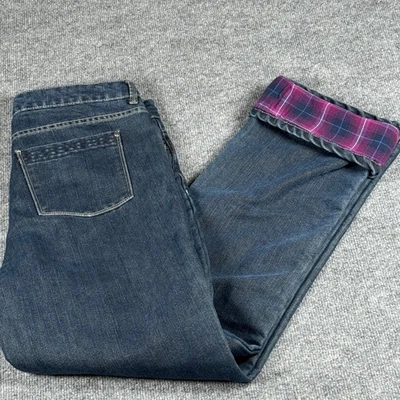 Natural Reflections Denim Jeans Size 12 Flannel Lined Bootcut Dark Wash 34x31 - Image 1 of 4