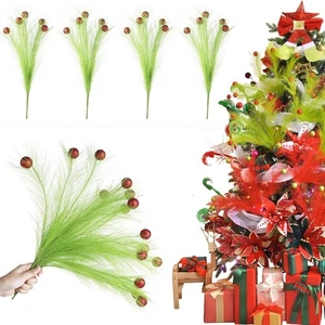 4PCS Plastic Flower Picks with Red Glitter Balls for Christmas Wreaths - Picture 1 of 6