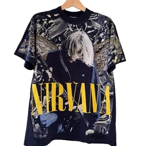 Nirvana Kurt Cobain AOP Single Stitch T-Shirt All Over Print VTG Modern XL - Picture 1 of 7