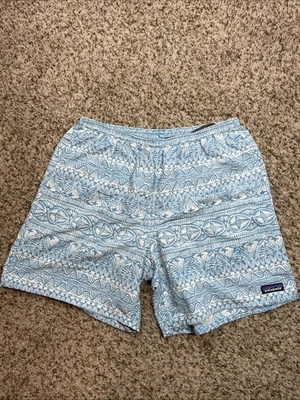 "Bañador Patagonia para hombre talla L azul/crema bolsos largos 7"""  Foto 1 de 4