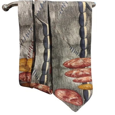 Corbata abstracta Bergere OS gris seda/rojo para hombre Foto 1 de 2