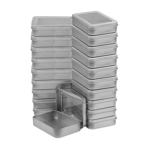 Metall Aufbewahrungsbox Mit Deckel Klein Silber (20er Pack) 9x6,3x1,8cm - Bild 1 von 7