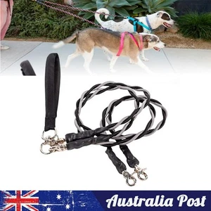 Two Way No-Tangles Dual Lead Nylon Walking Dog Pet Double Leash AU - Picture 1 of 14