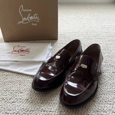 CHRISTIAN LOUBOUTIN Penny Flat Brown patent leather loafers Size 10.5/43.5 - Image 1 of 4