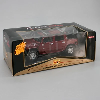 Maisto 1:18 Hummer H2 SUT Concept Dark Red Hardtop Diecast Model PREMIER EDITION - Image 1 of 4
