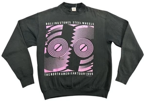 Vintage Rolling Stones Sweatshirt Mens Large Steel Wheels Tour Crewneck 1989 90s - Picture 1 of 10