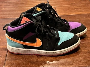 Nike 640734 083 Jordan 1 Black Purple Candy Kids 2.5 Y Athletic Sneaker Shoes - Picture 1 of 11