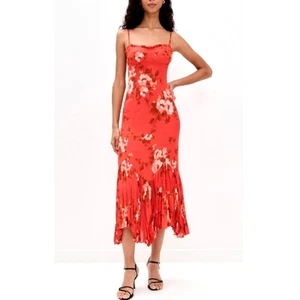 Reformation Women's Coral Bloom Aiko Dress Size 6 - Picture 1 of 11