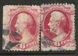 Sc #148 x 2 Shades Spacefiller Cancel 6 Cent Lincoln Banknote 1870-71 US 89B26 - Picture 1 of 2