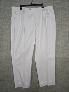 Roundtree And Yorke Khaki Pants Mens 42x29.5 Cream Cotton Straight - Picture 1 of 10