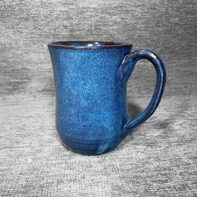 Handmade Studio Pottery Stoneware Mug Blue Speckled Glaze Signed Coffee Cup - Image 1 of 4